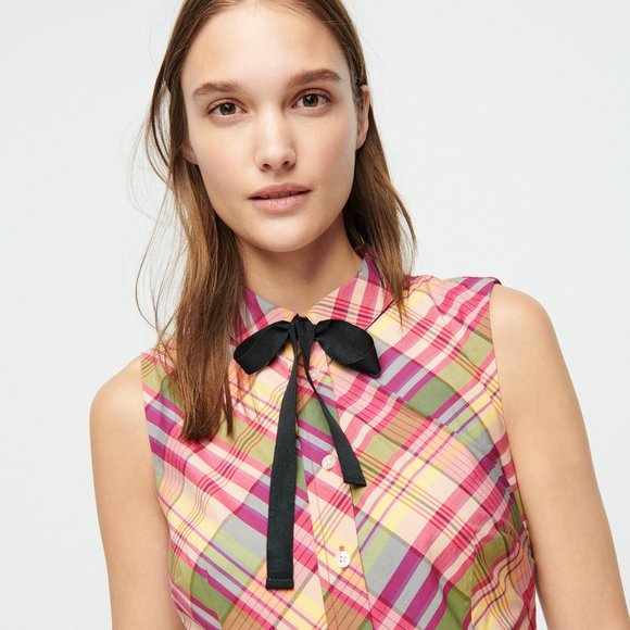 J.Crew Shirtdress in plaid with removable necktie-AK242 - Picture 5 of 5